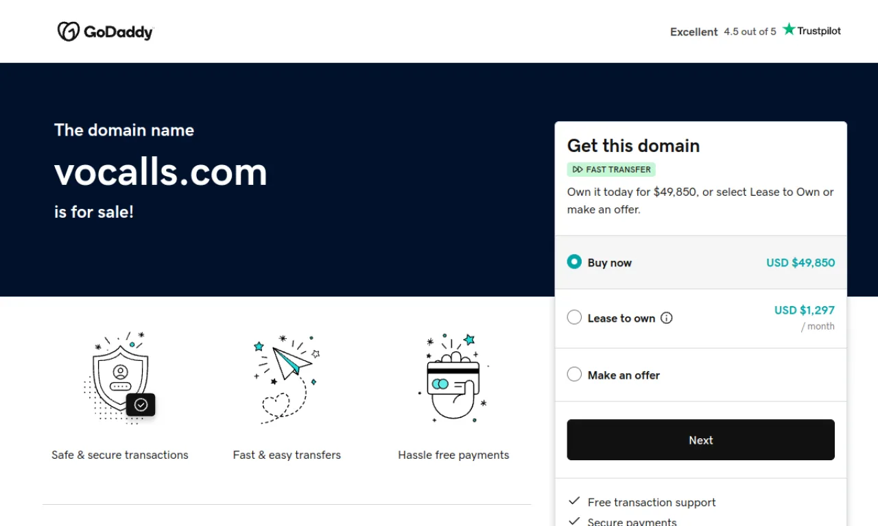 Screenshot of VOCALLS website