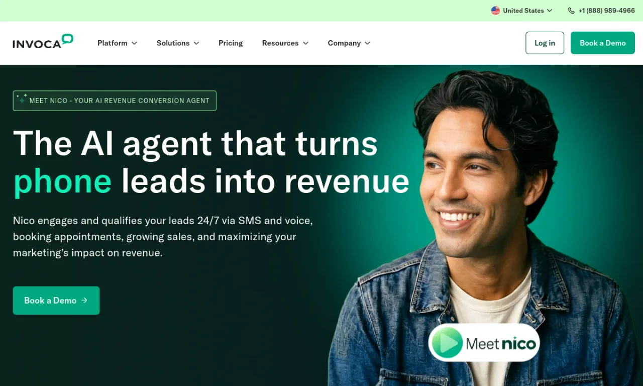 Screenshot of Invoca website