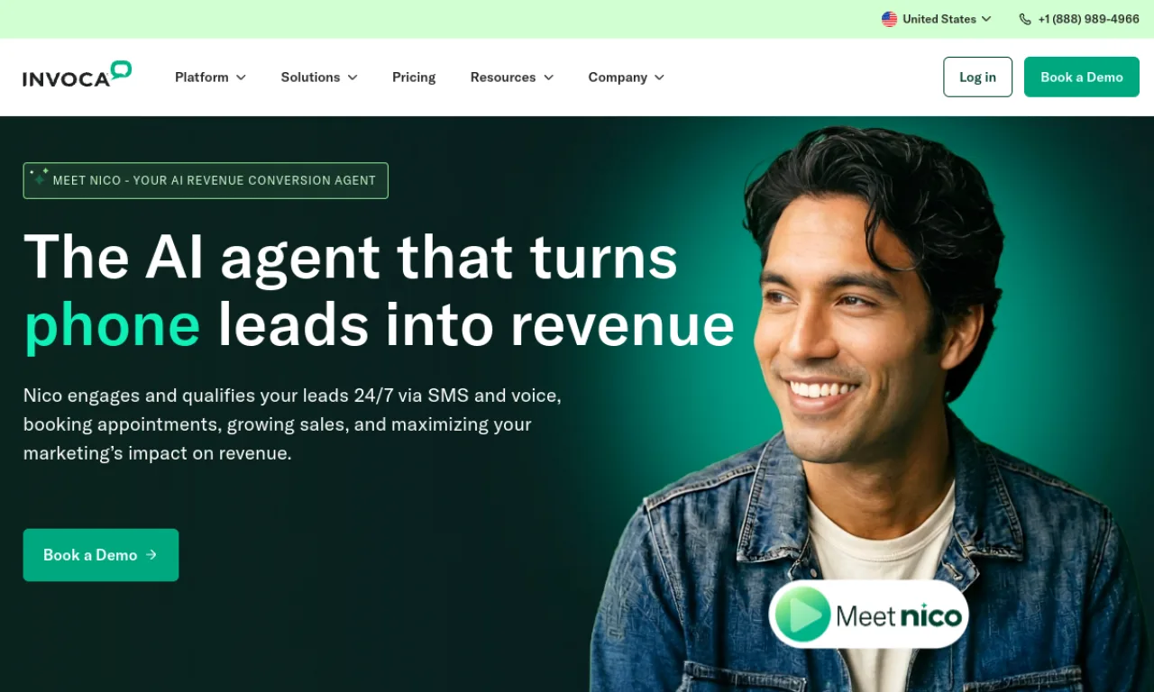 Screenshot of Invoca website
