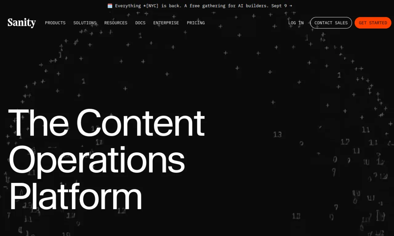 Screenshot of Sanity website