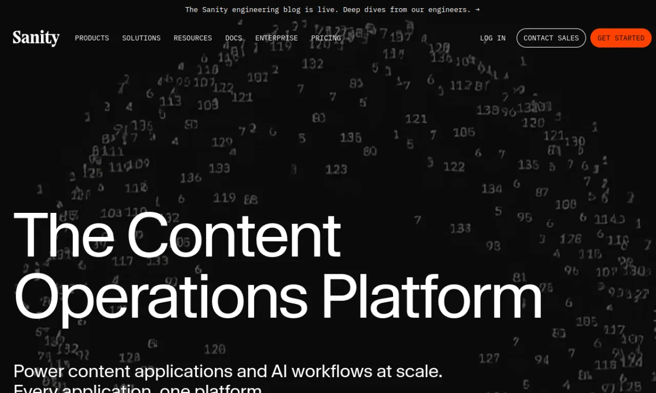 Screenshot of Sanity website