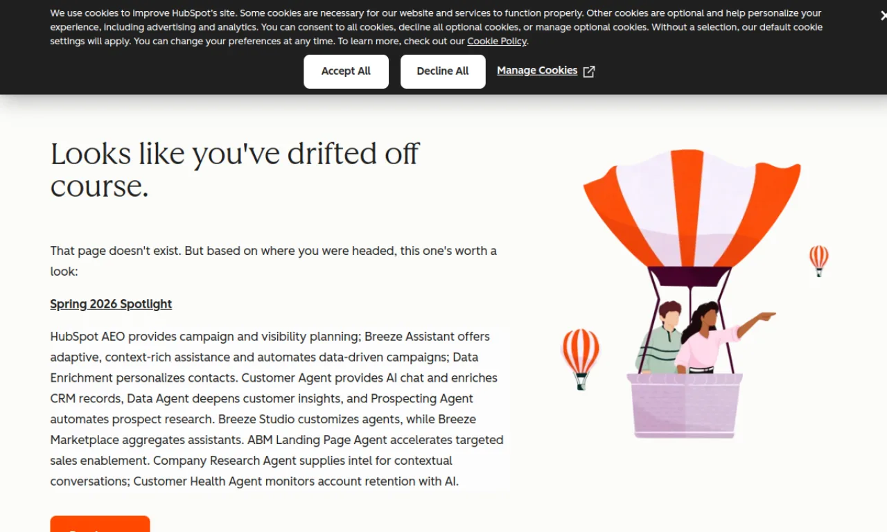 Screenshot of HubSpot Live Chat website