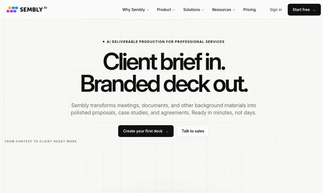 Screenshot of Sembly / Market tools website