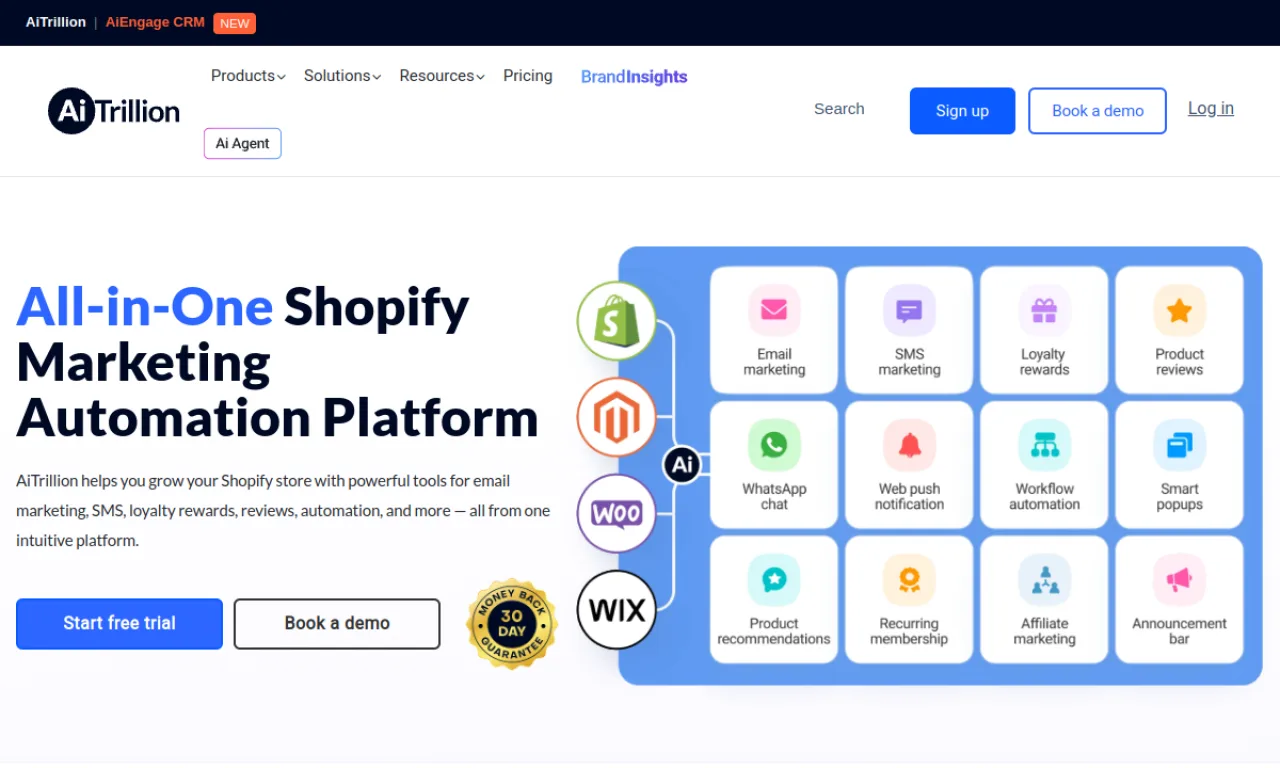 Screenshot of Aitrillion website