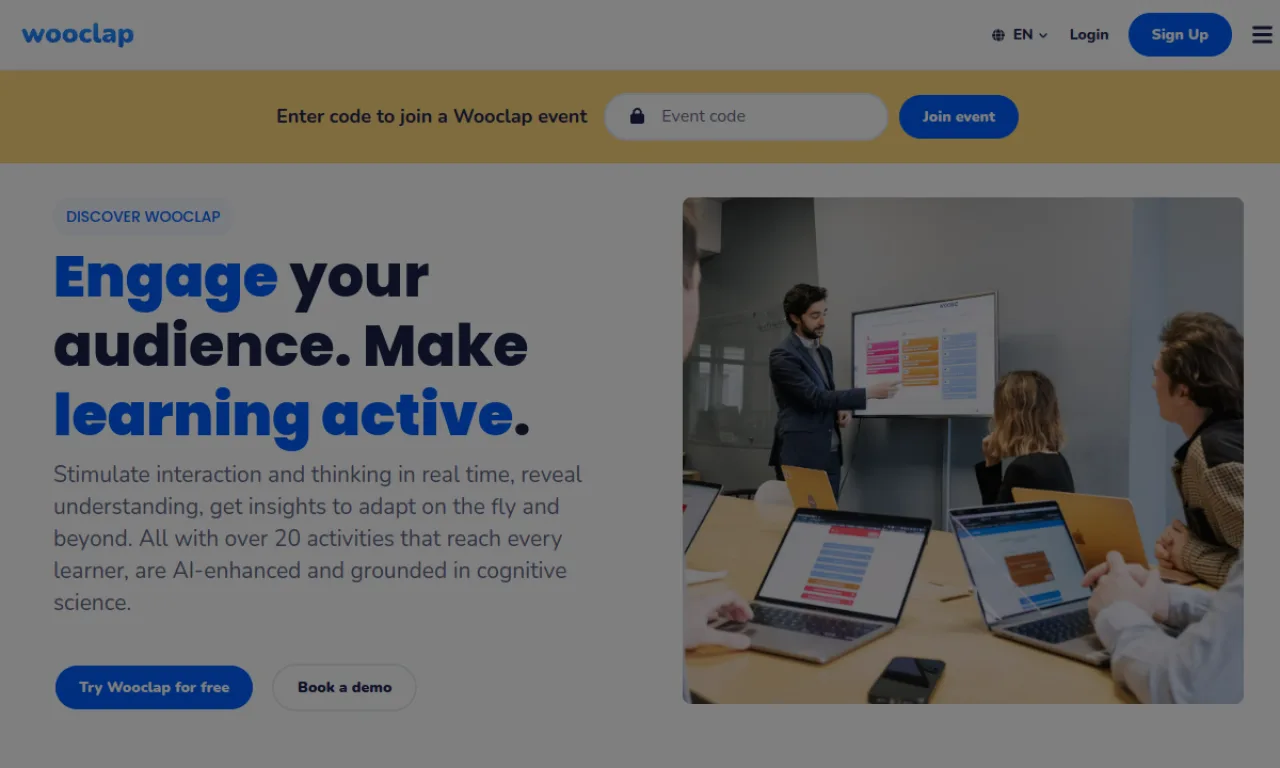 Screenshot of Wooclap website