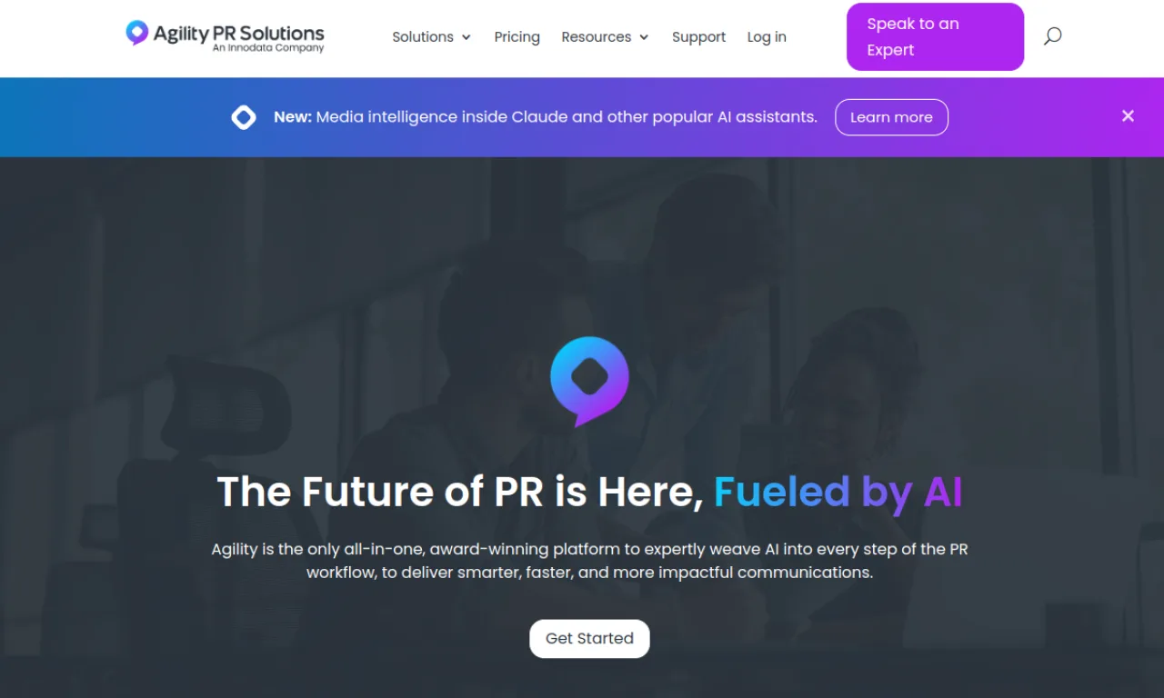 Screenshot of Agility PR / Vuelio website