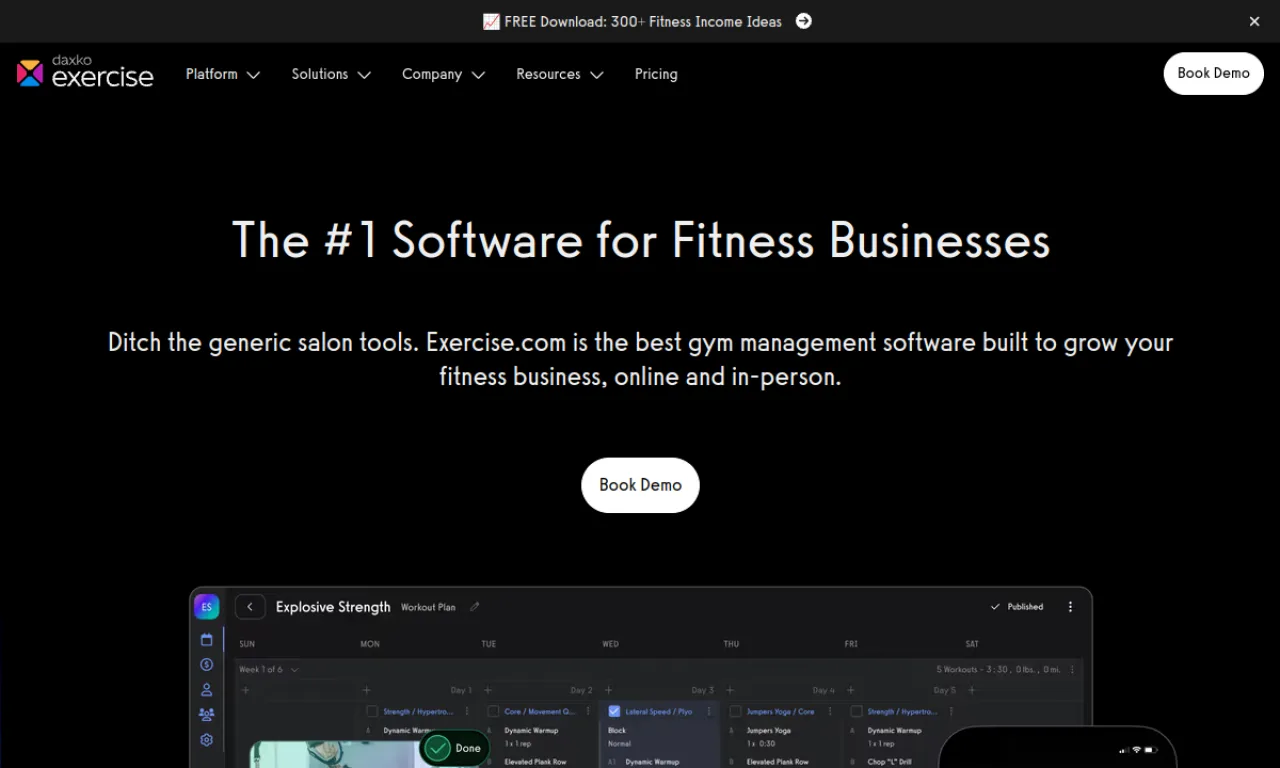 Screenshot of Exercise.com website