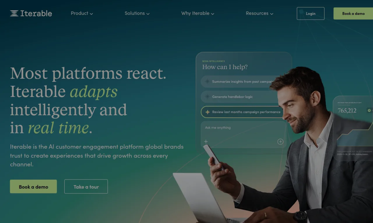 Screenshot of Iterable Mobile website