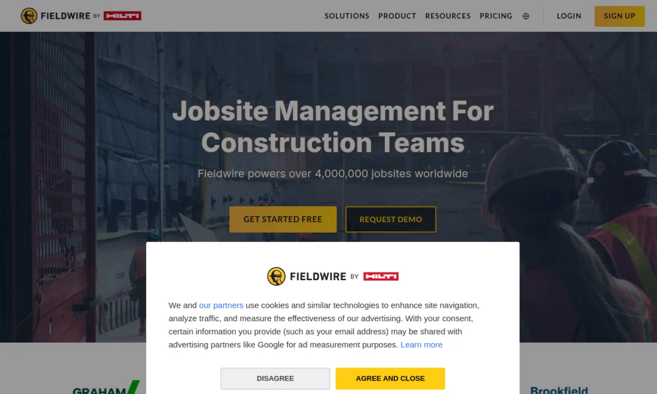 Screenshot of Fieldwire website