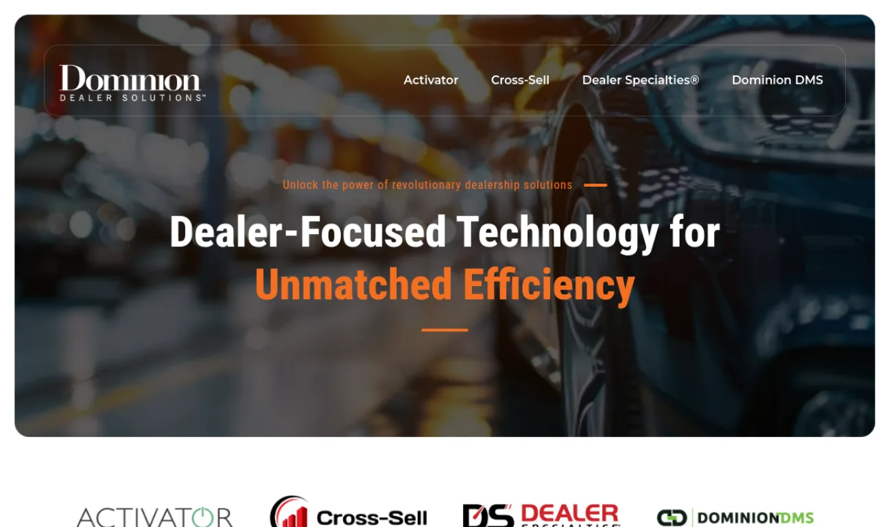 Screenshot of Dominion Dealer Solutions website