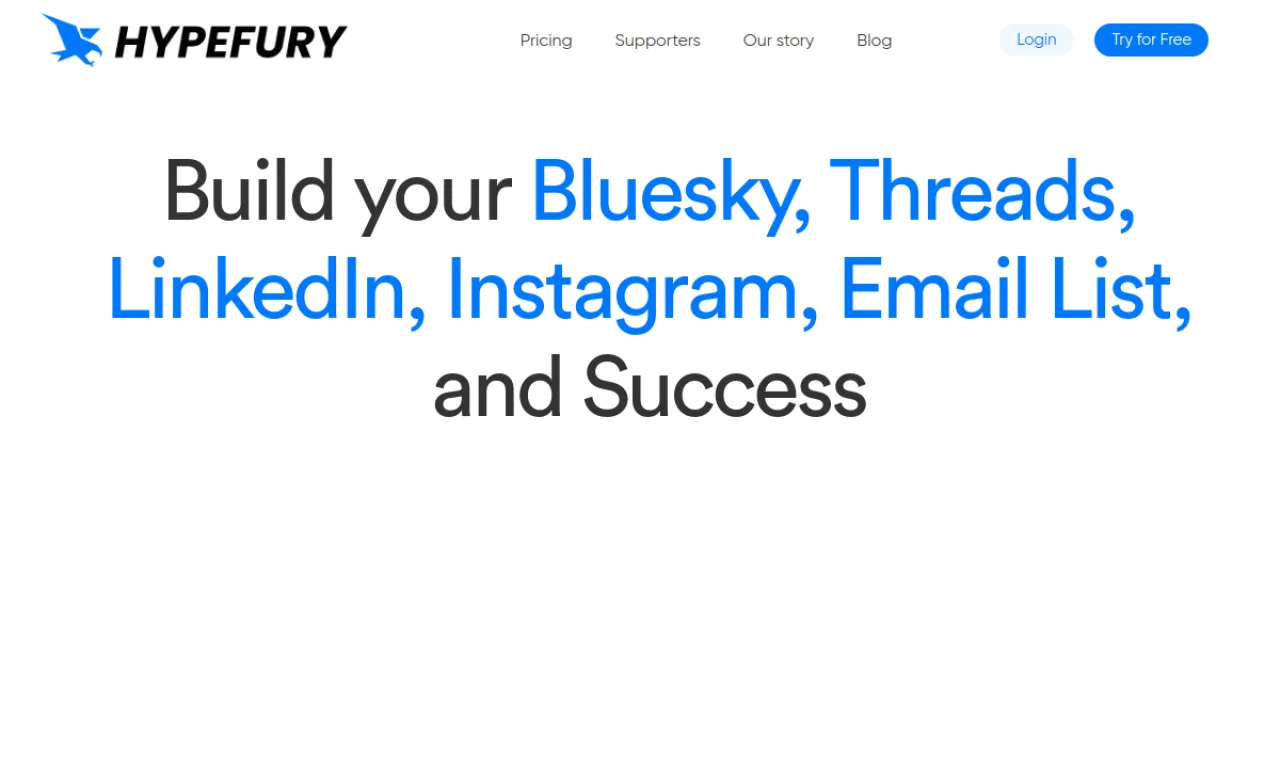 Screenshot of Hypefury website