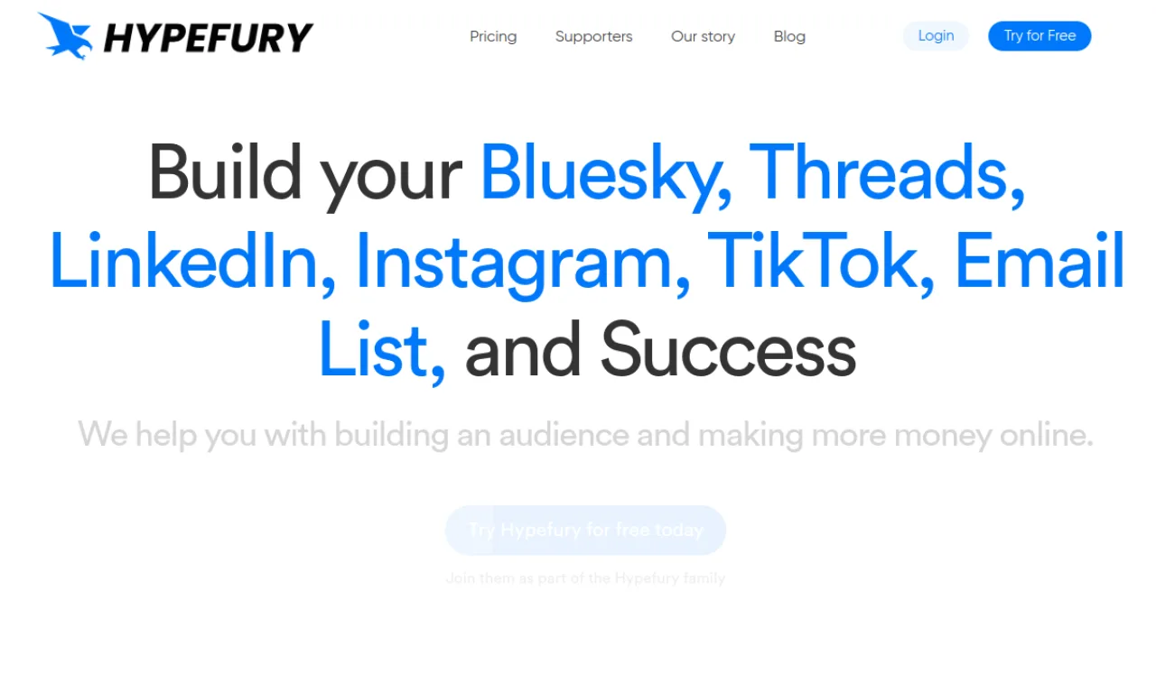 Screenshot of Hypefury website