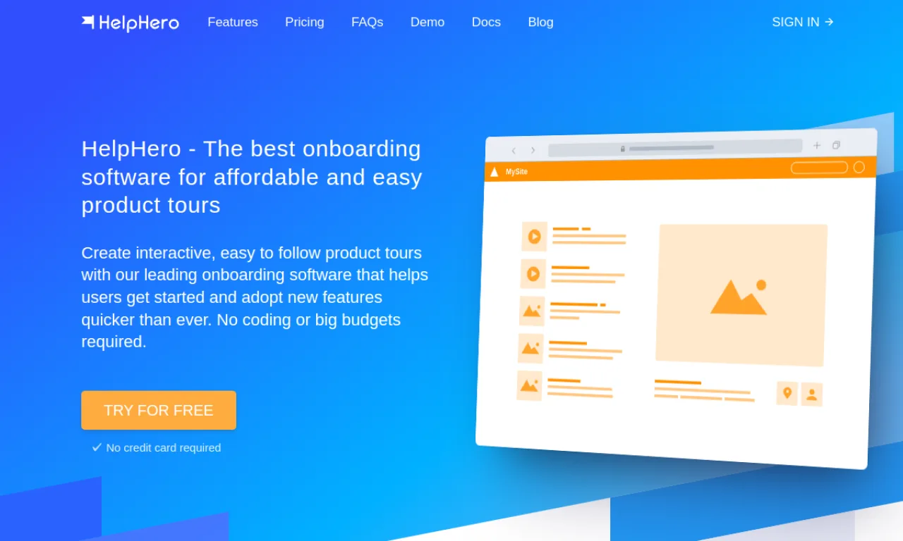 Screenshot of HelpHero website