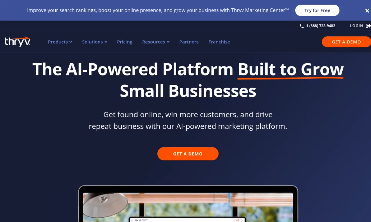Screenshot of Thryv (agency) website