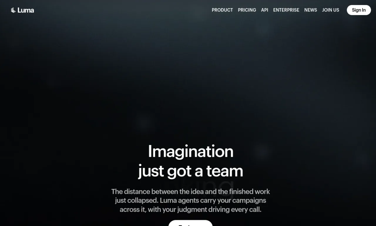 Screenshot of Luma Ray3 website