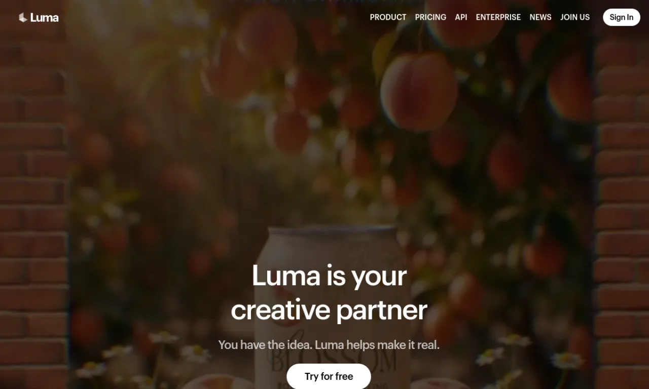 Screenshot of Luma Ray3 website