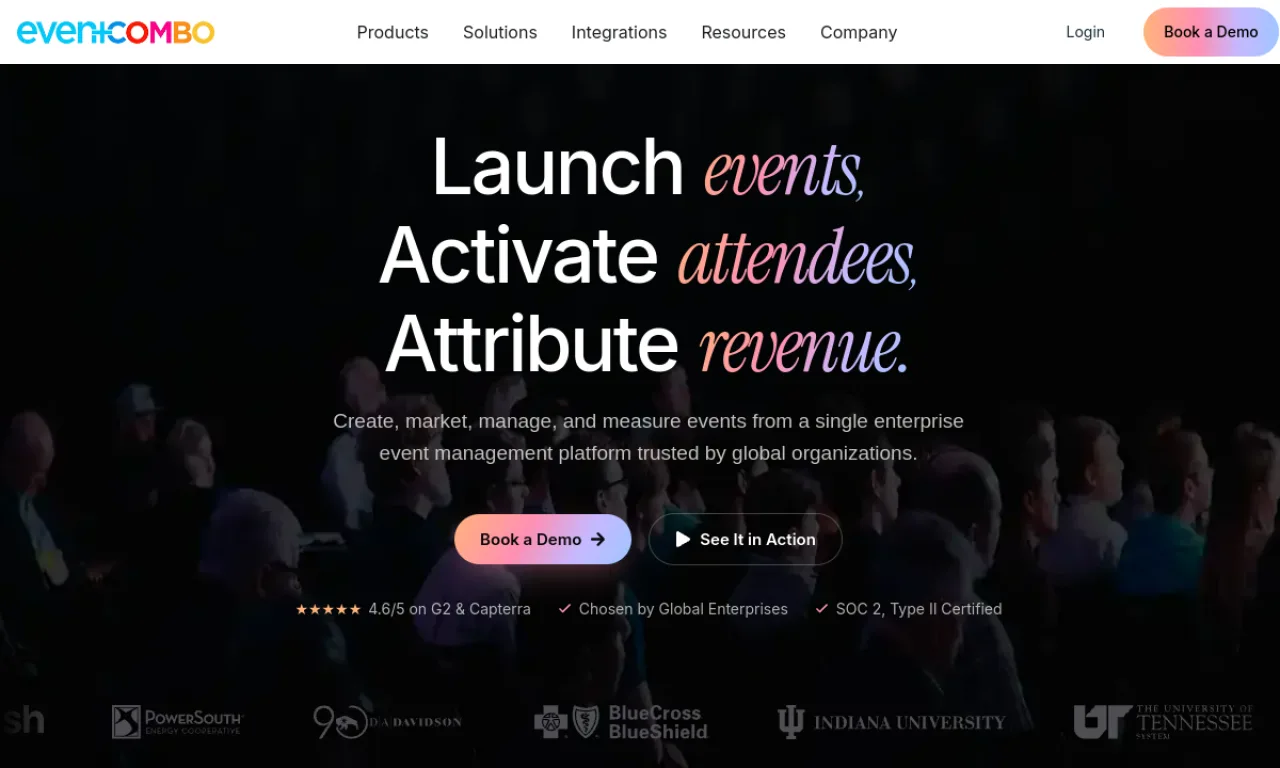 Screenshot of Eventcombo website
