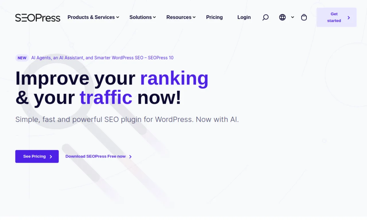 Screenshot of SEOPress website