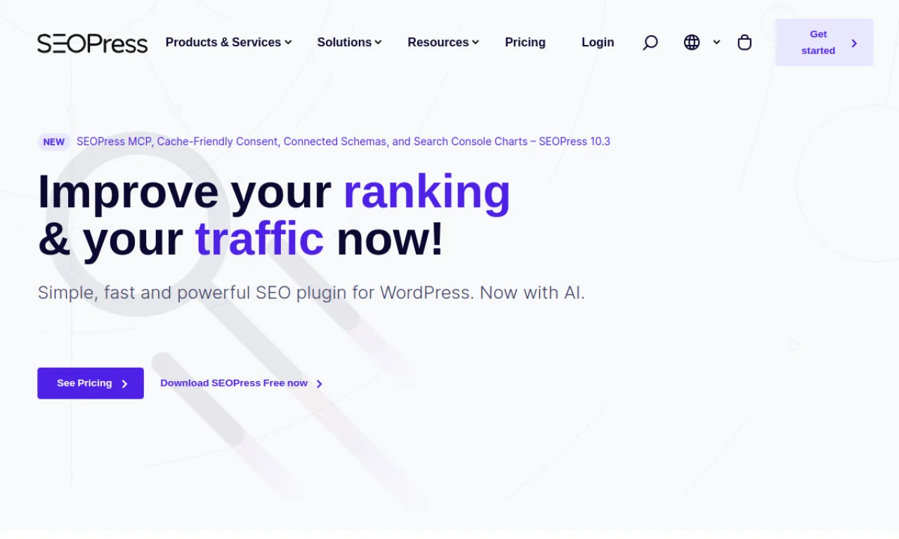 Screenshot of SEOPress website