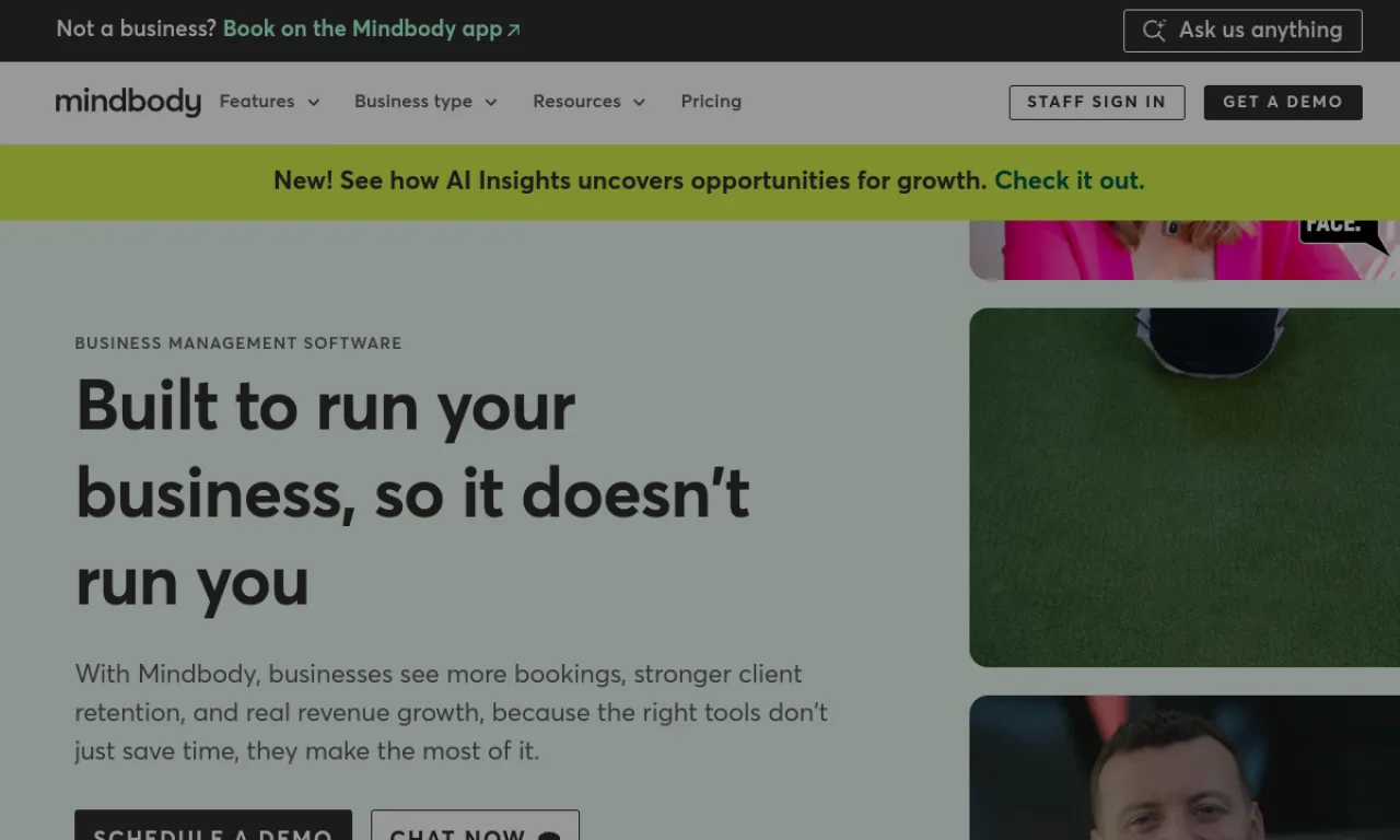 Screenshot of Mindbody Marketing Suite website