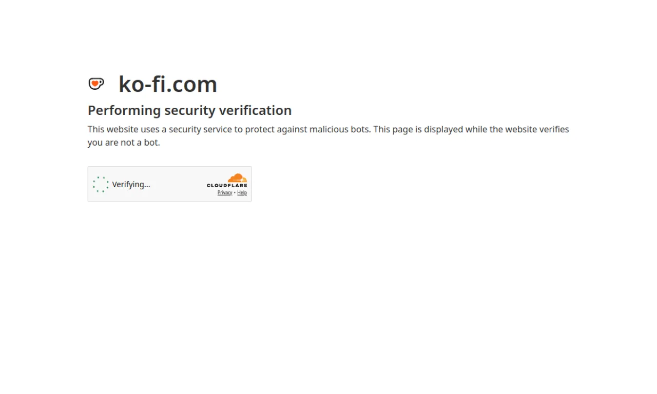 Screenshot of Ko-fi website