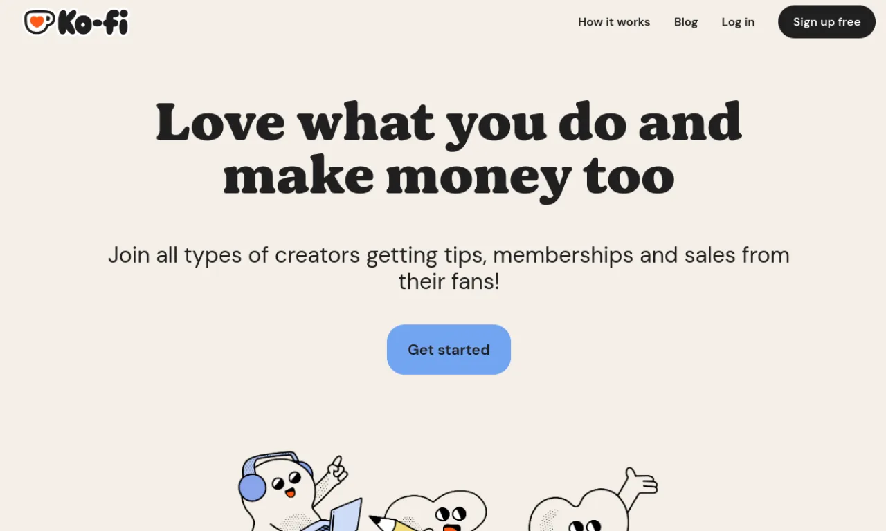 Screenshot of Ko-fi website