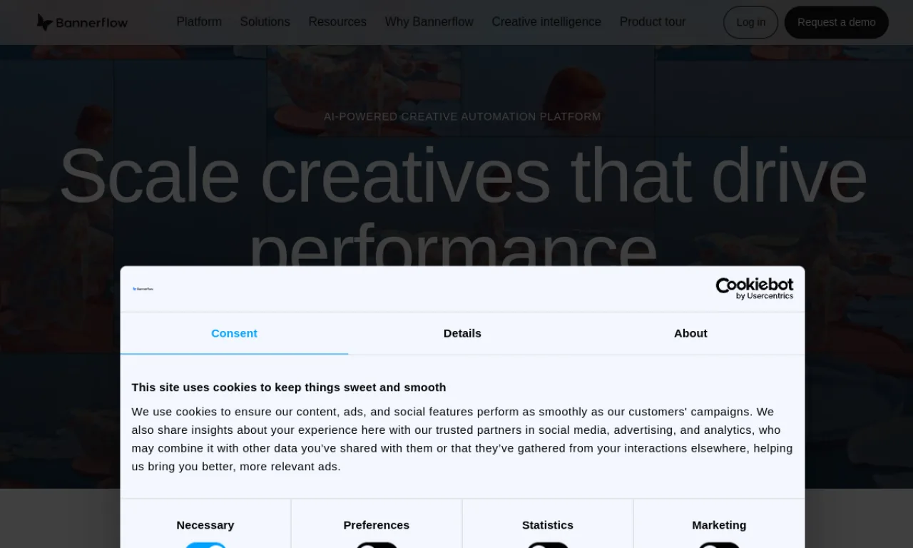Screenshot of Adflow / Bannerflow website