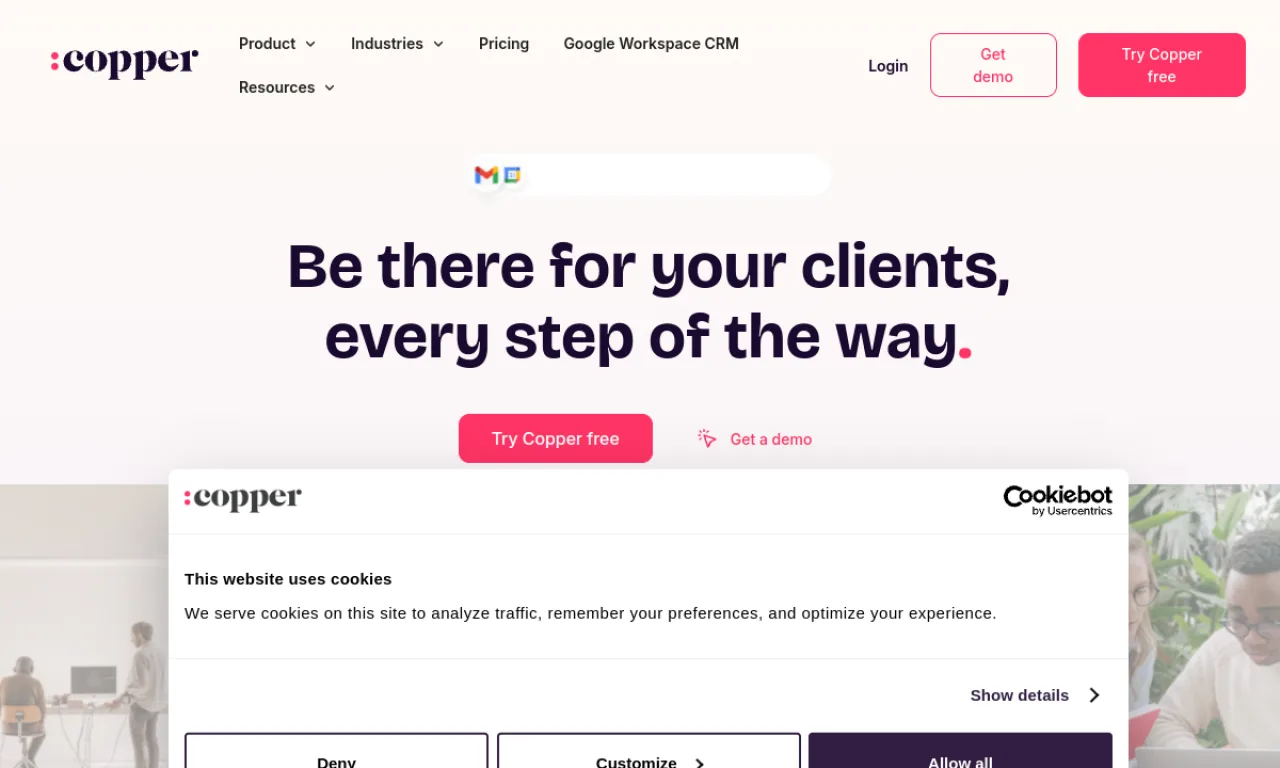 Screenshot of Copper CRM website