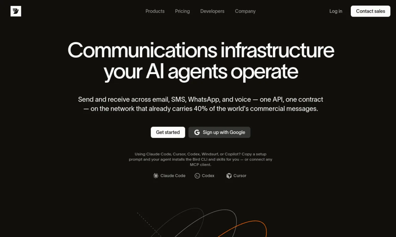 Screenshot of MessageBird/Bird Flows website