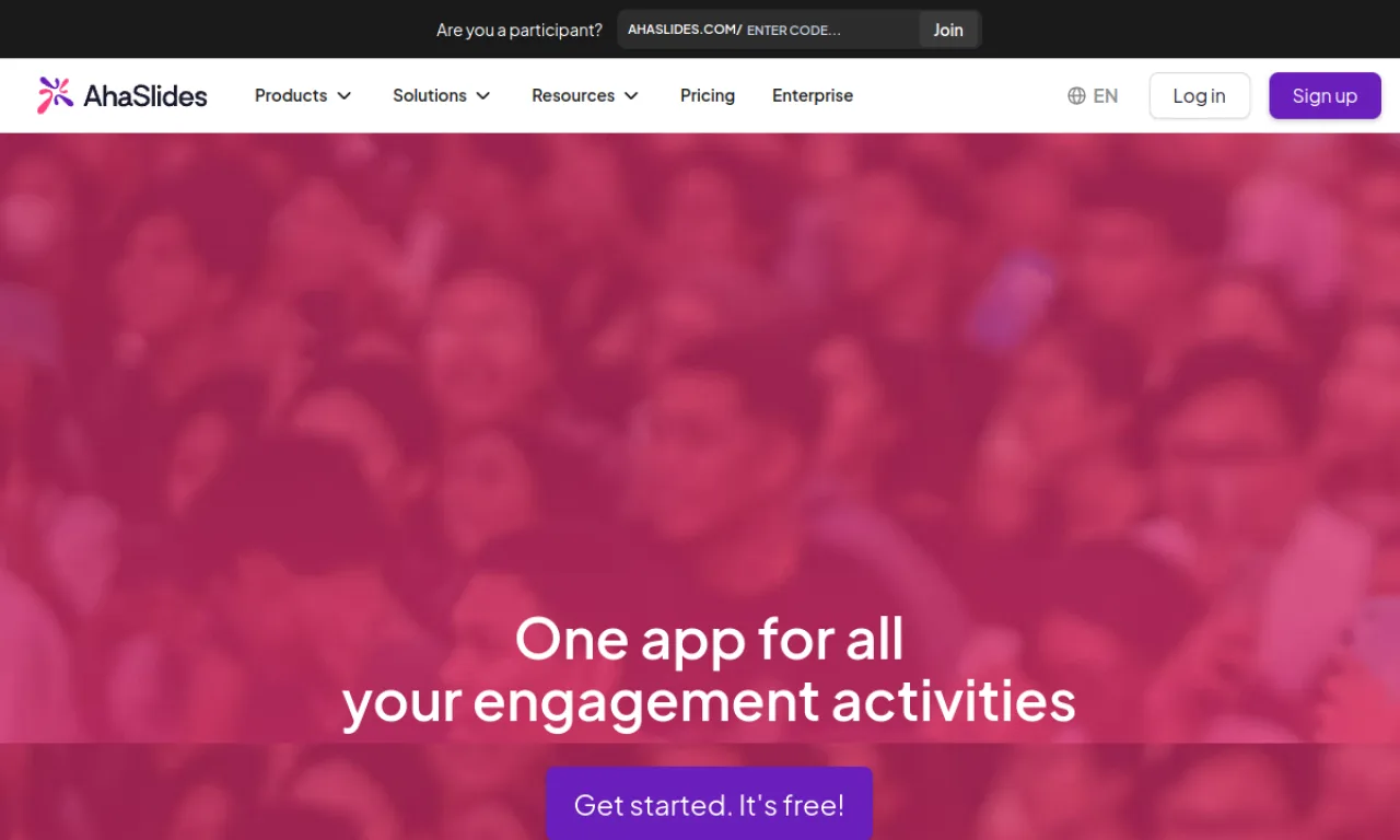 Screenshot of AhaSlides website