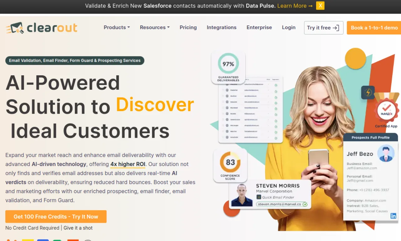 Screenshot of Clearout Waterfall website