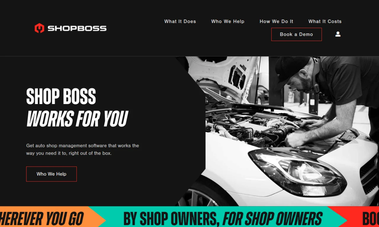 Screenshot of Shop Boss website