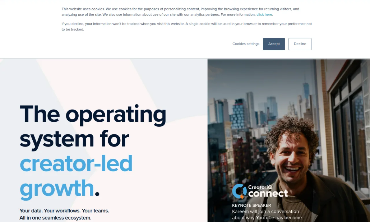 Screenshot of Tribe Dynamics (CreatorIQ) website