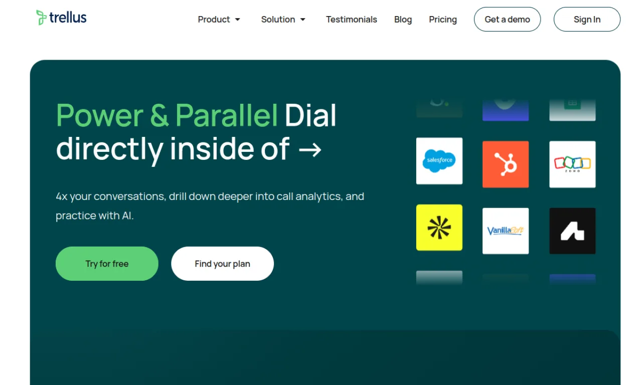 Screenshot of Trellus website