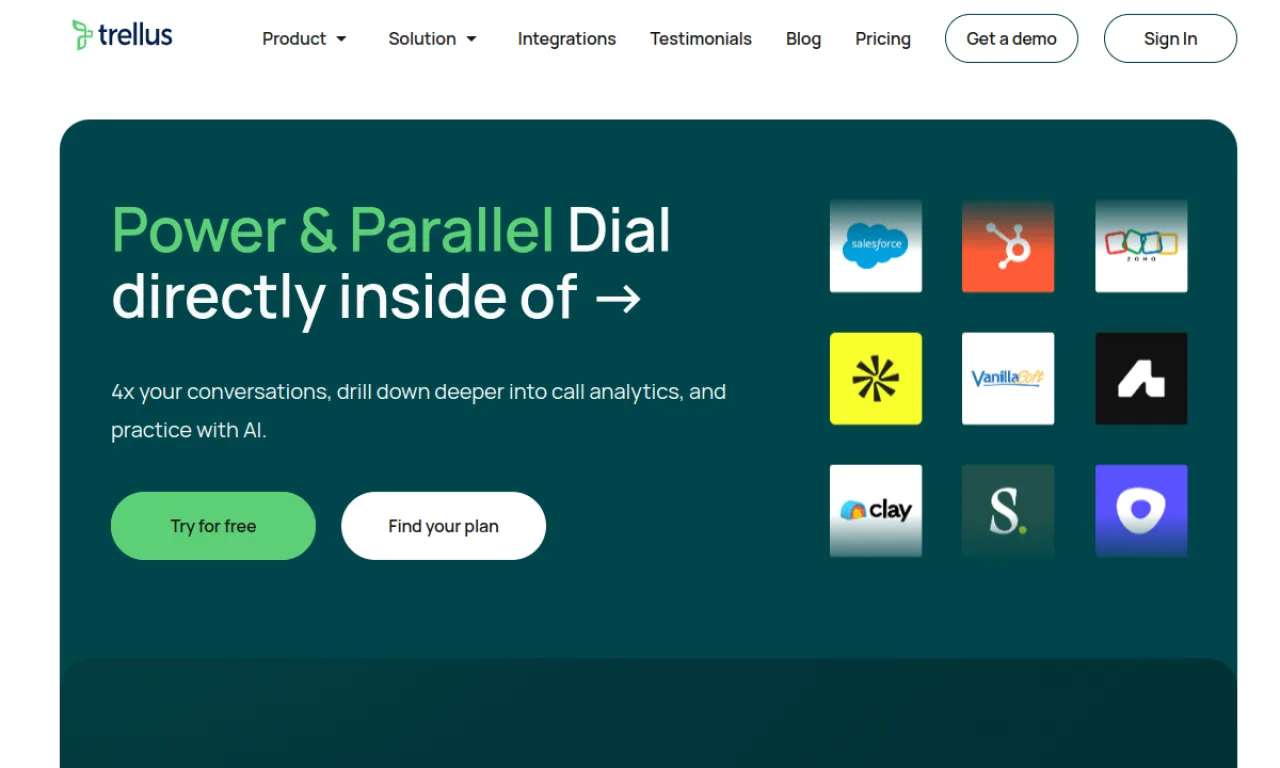 Screenshot of Trellus website