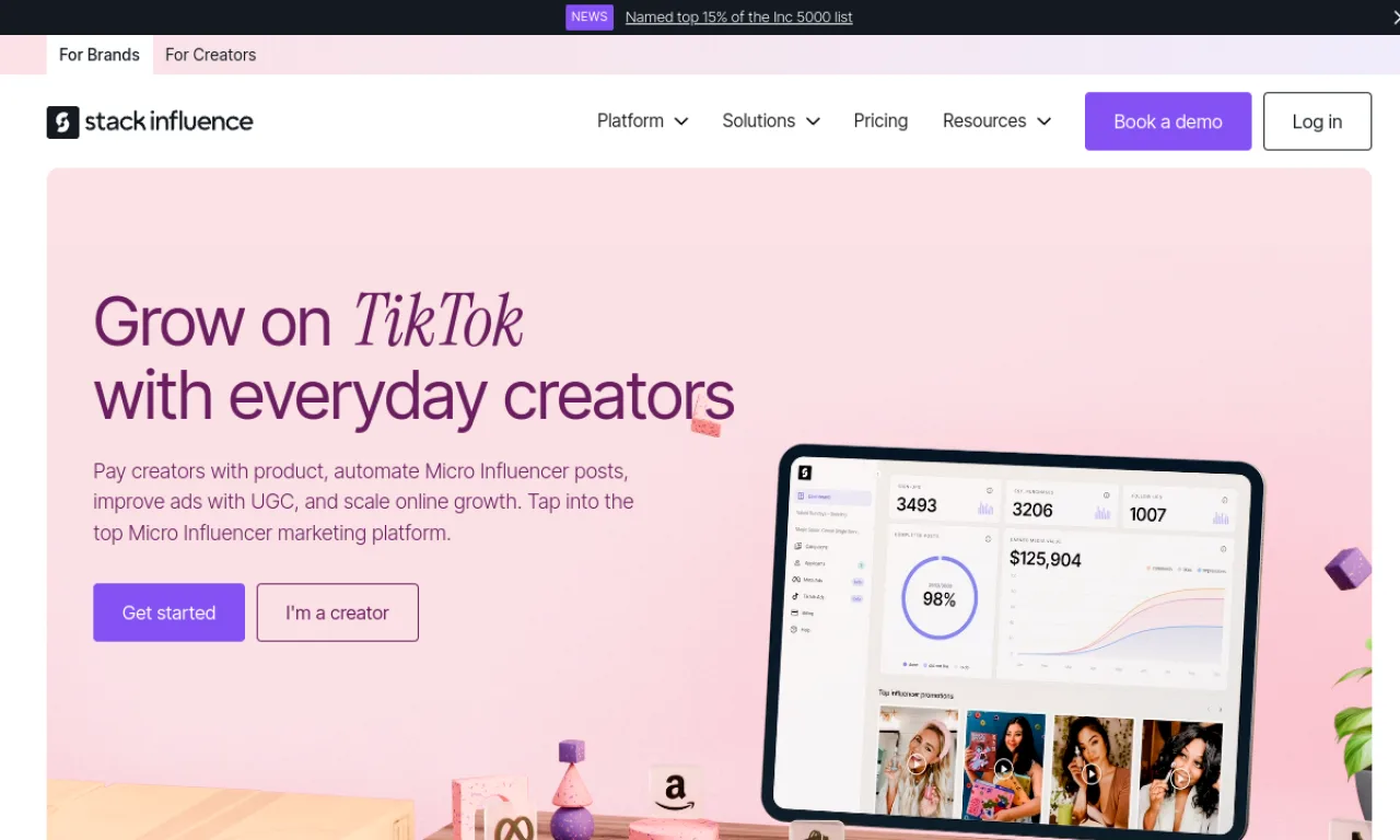 Screenshot of Stack Influence website