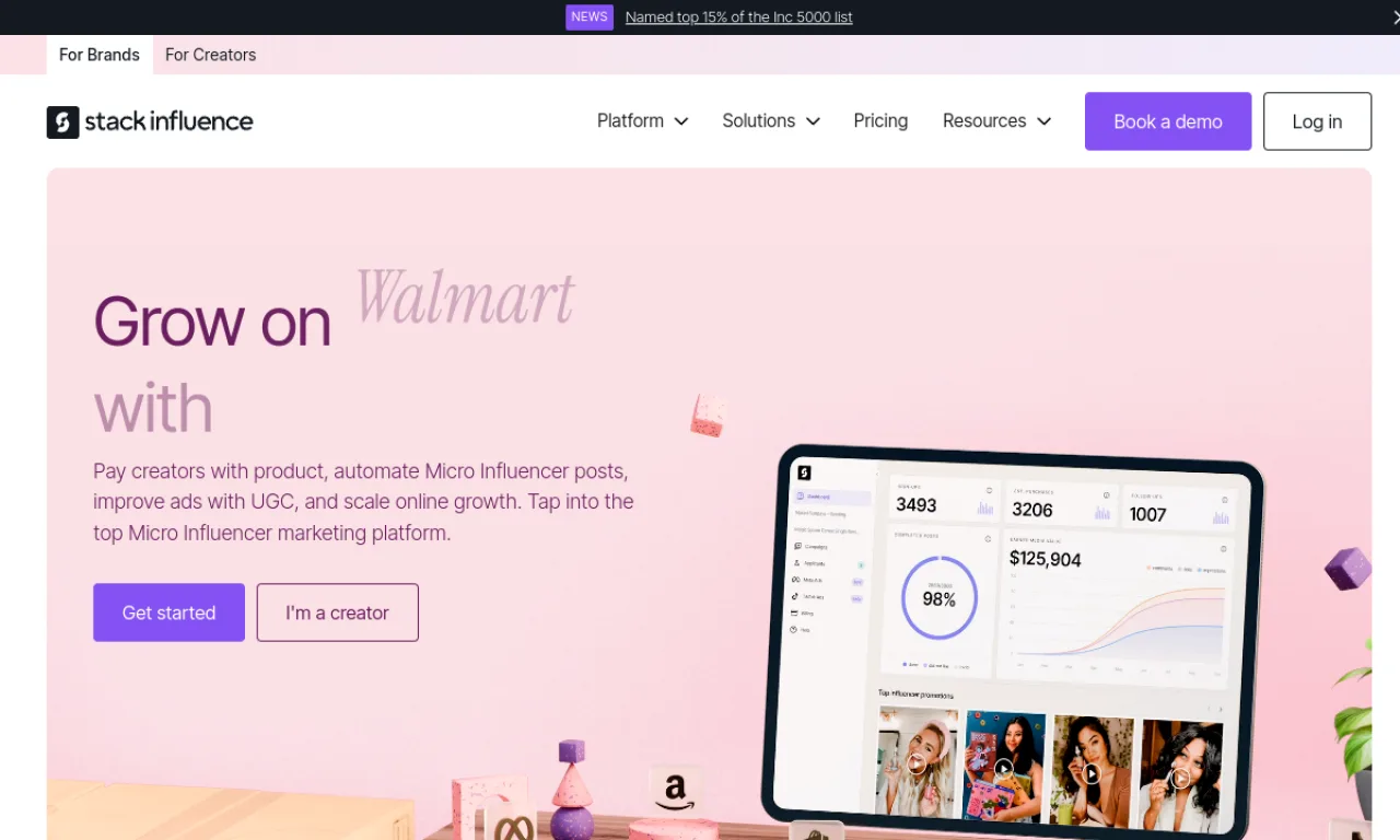 Screenshot of Stack Influence website