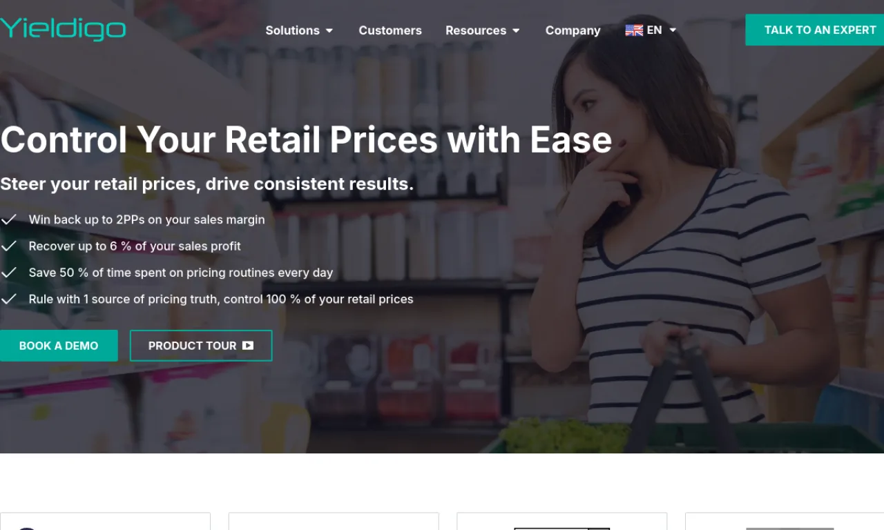 Screenshot of Yieldigo website