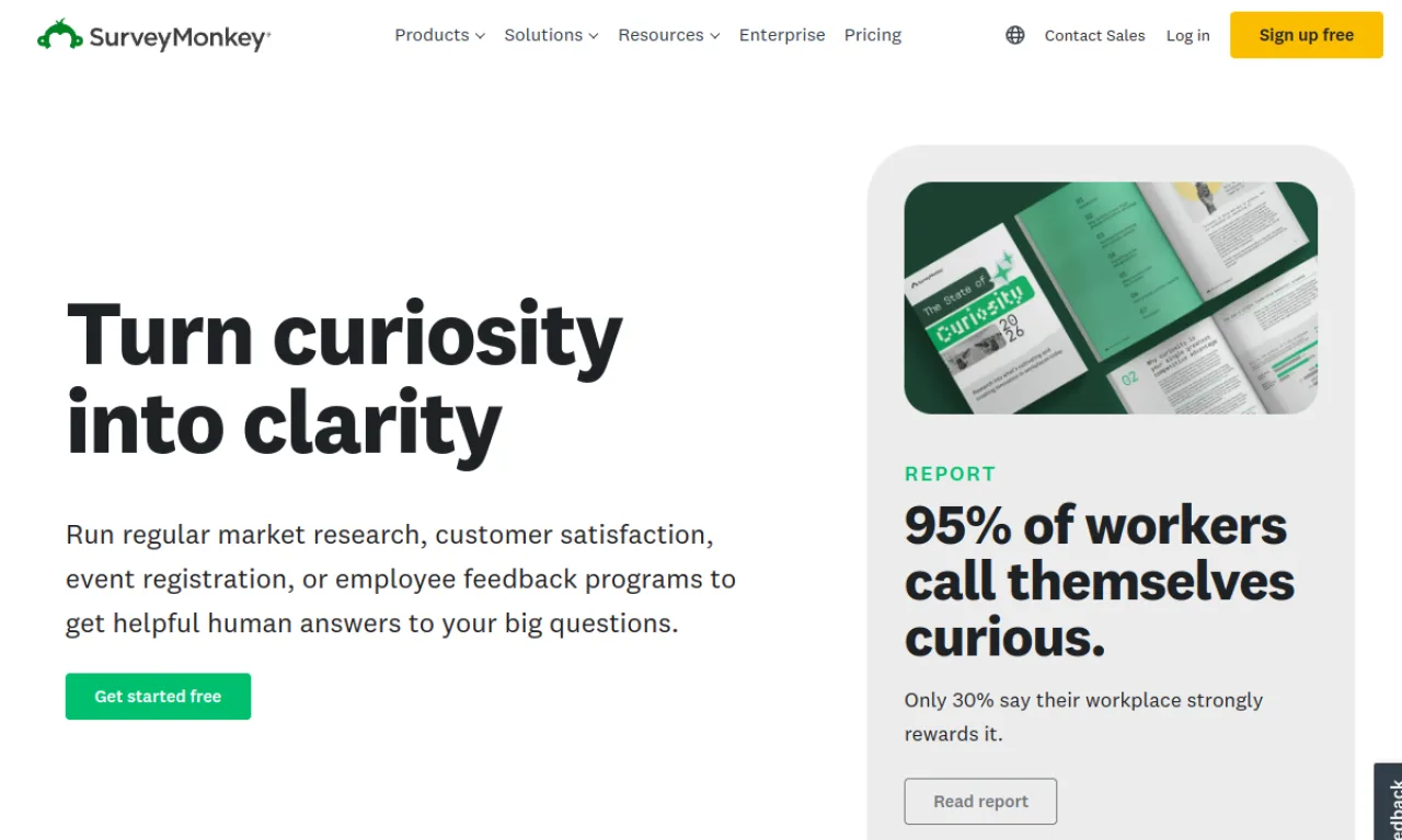 Screenshot of SurveyMonkey website