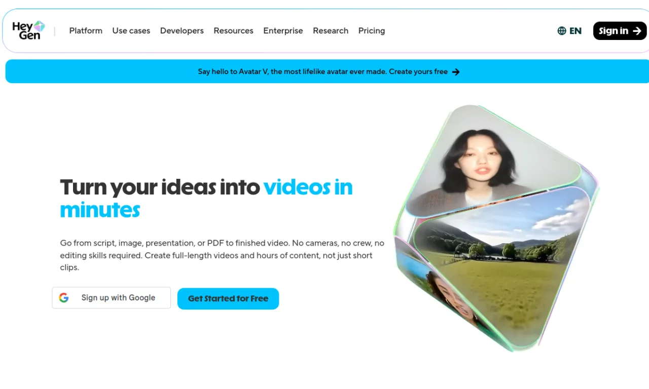 Screenshot of HeyGen website