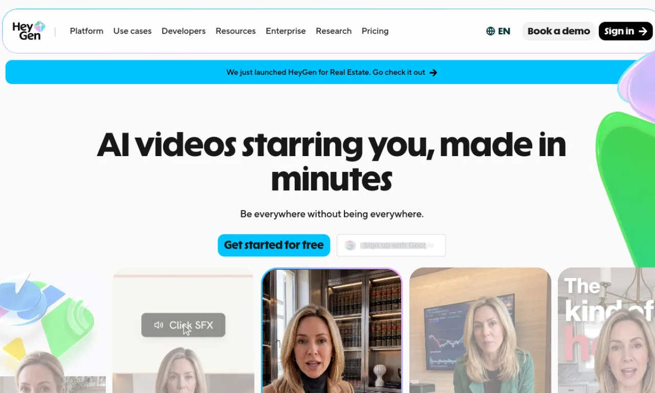 Screenshot of HeyGen website