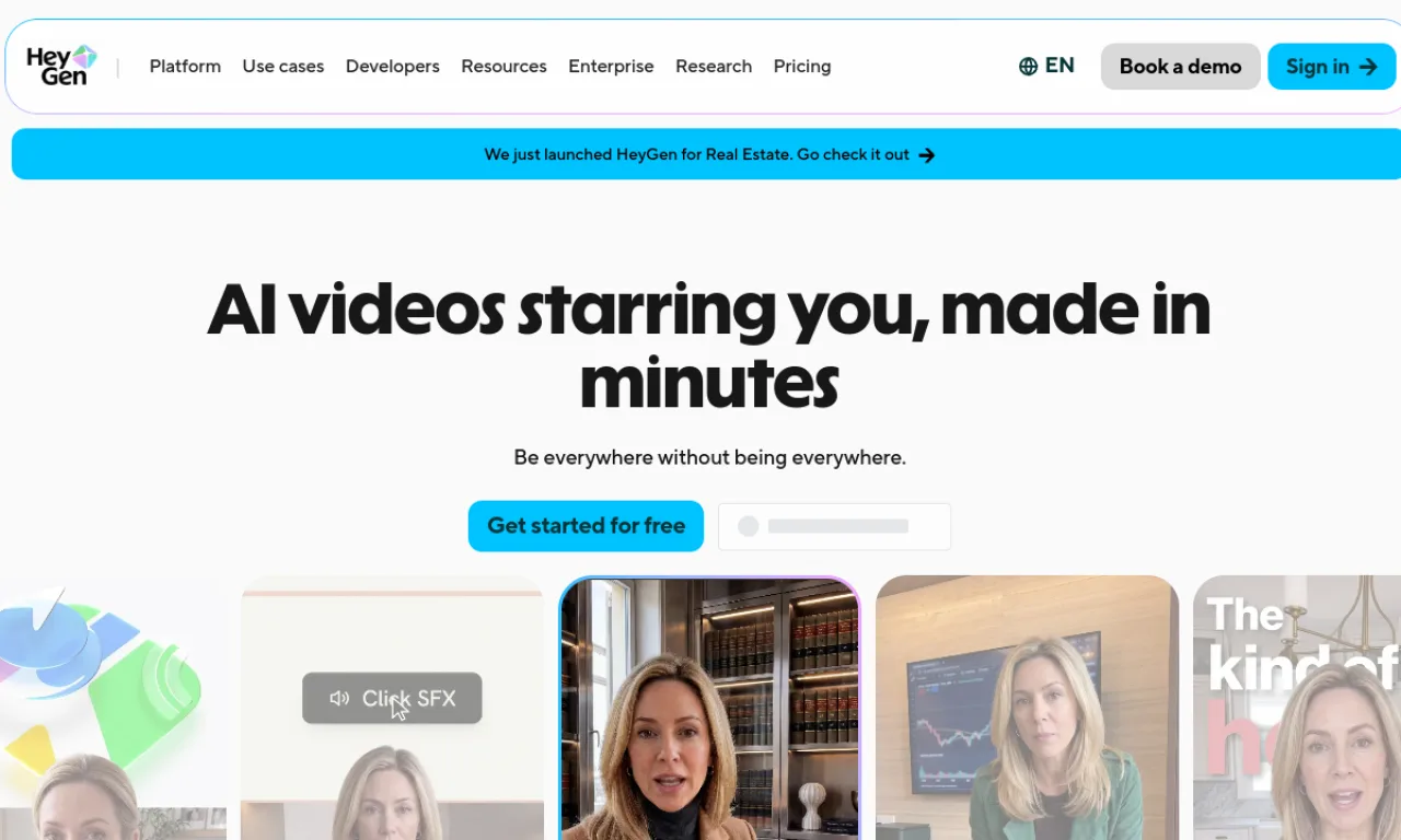 Screenshot of HeyGen website