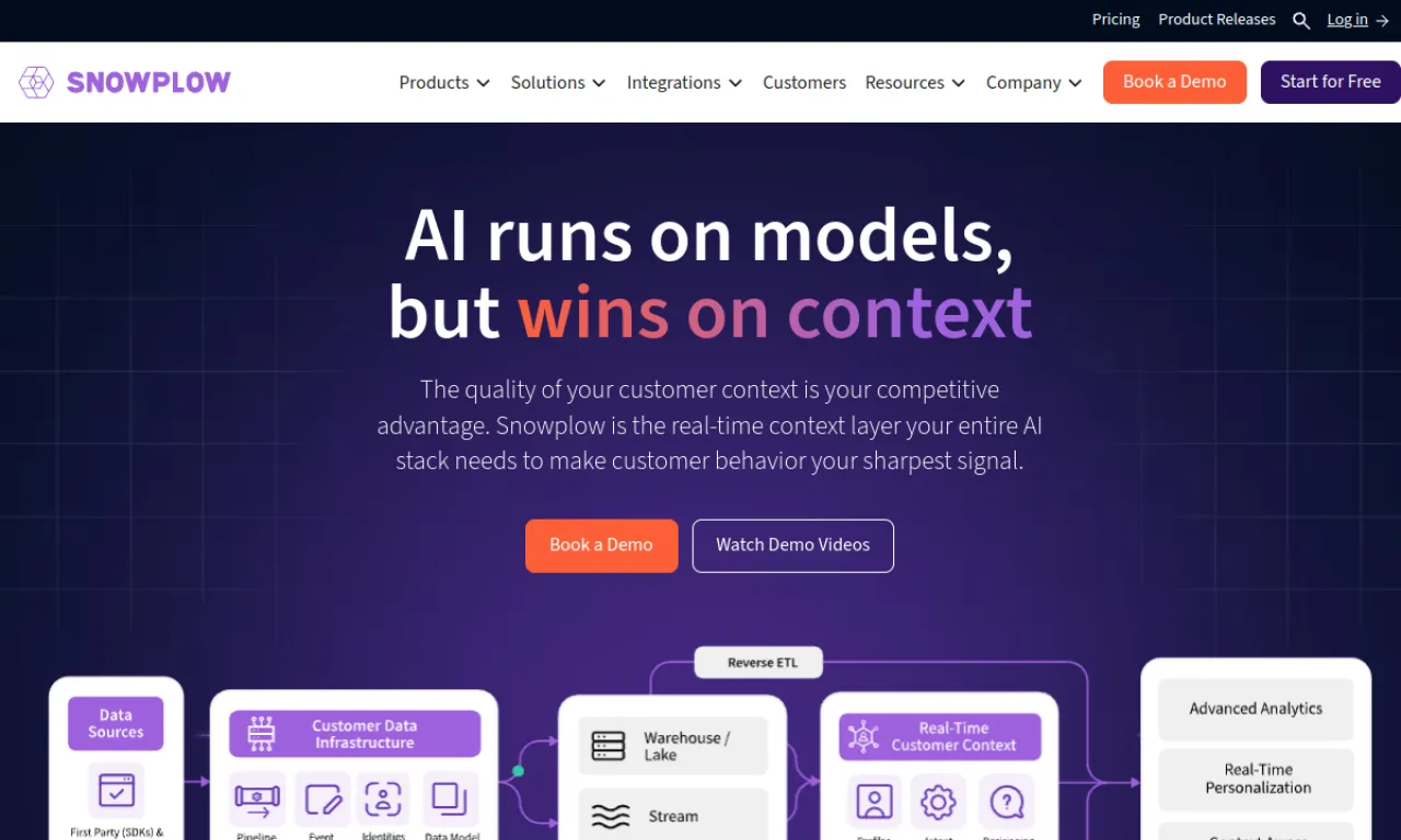 Screenshot of Snowplow website