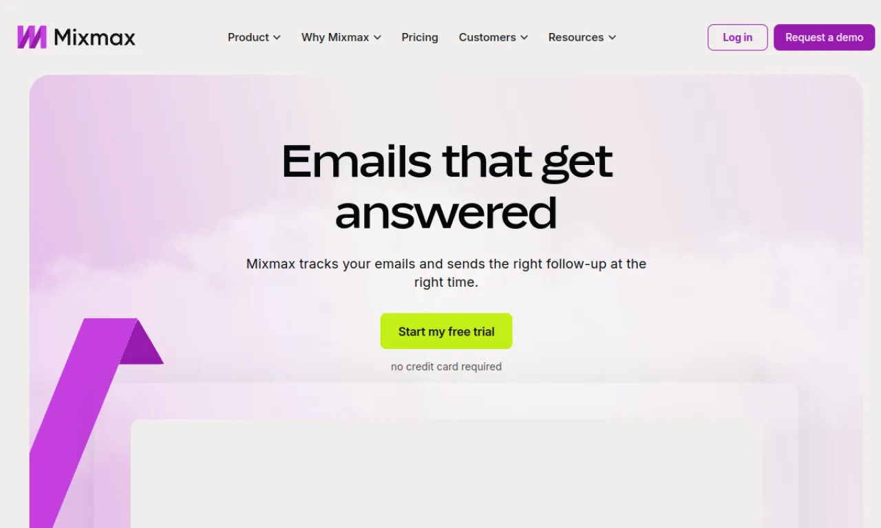 Screenshot of Mixmax website
