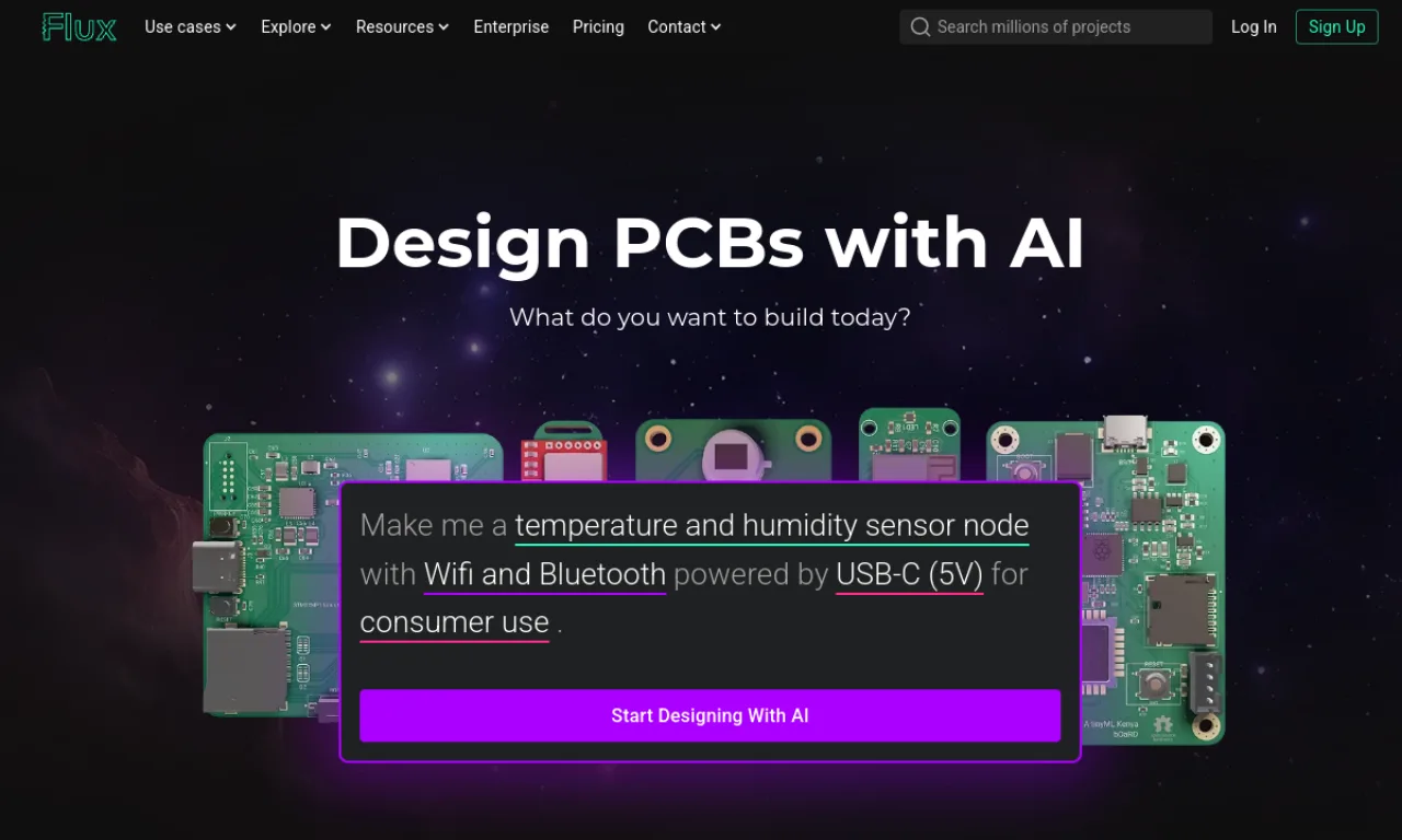 Screenshot of Flux website
