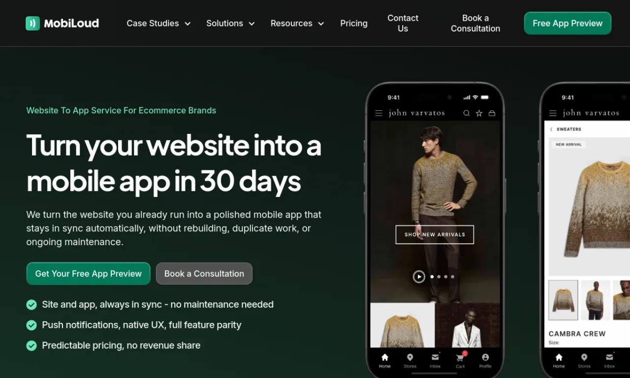 Screenshot of Mobiloud website