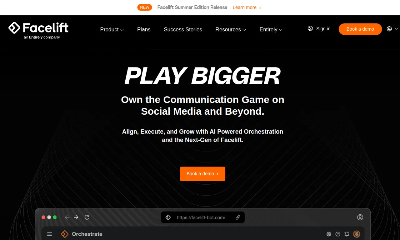 Screenshot of Quintly / Facelift website
