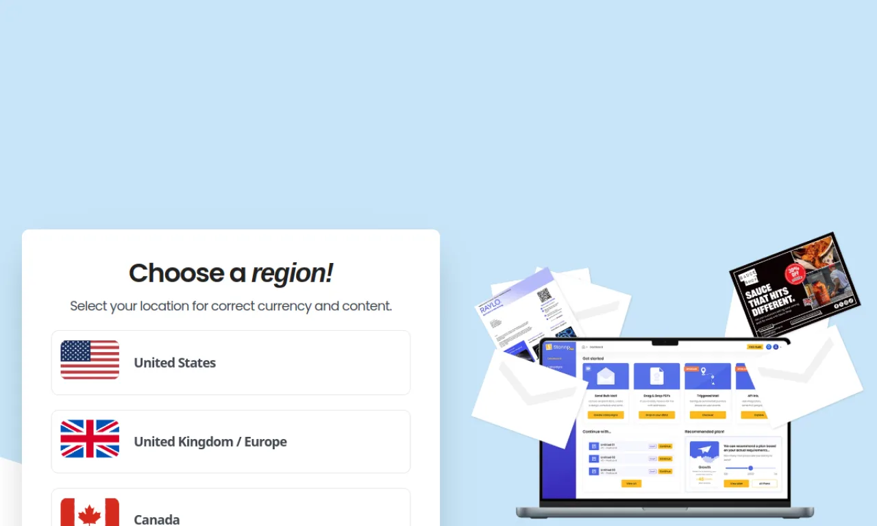 Screenshot of Stannp website