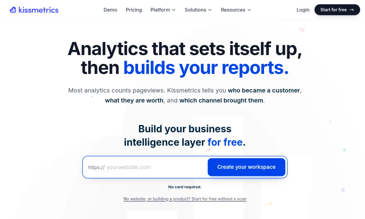 Screenshot of Kissmetrics website