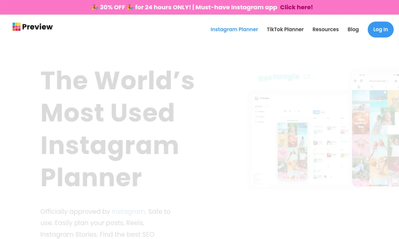 Screenshot of Preview App website